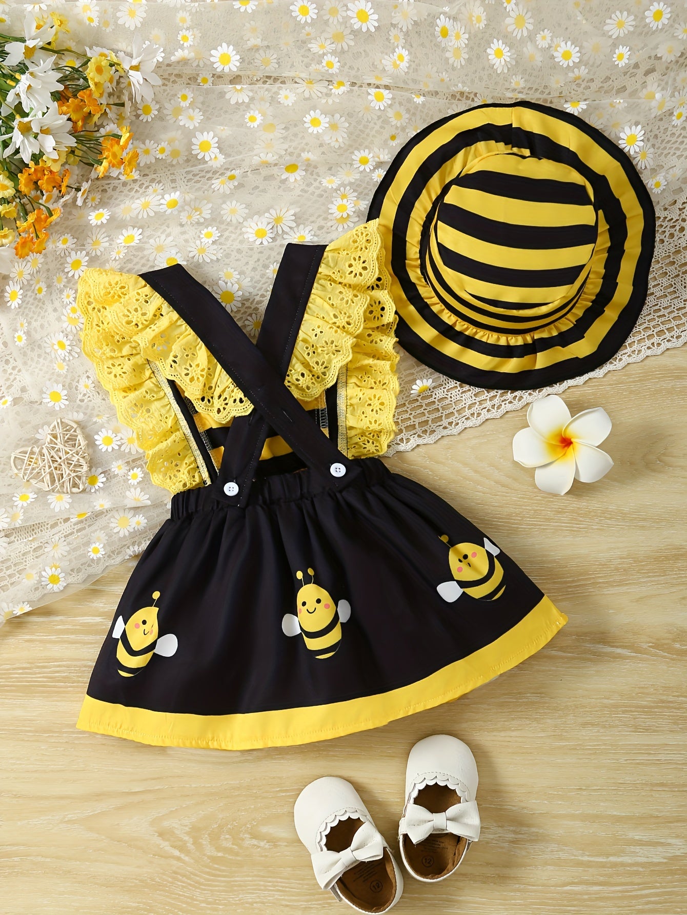2pcs Adorable Bee & Ladybug Themed Summer Dress Set for Girls