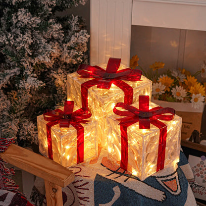 A Set Of 3 Christmas Color Boxes, USB/battery Dual Power Supply, 8 Lighting Modes, 8-hour Timer