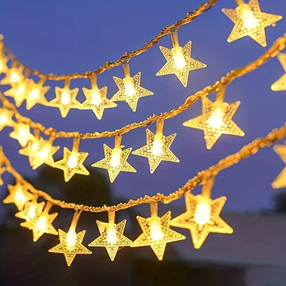 Star light string 10, 20, 30, 40, 80LED Star String Lights, USB powered Fairy String Lights, for Indoor, Wedding Party, Christmas Tree, New Year, (Warm White)