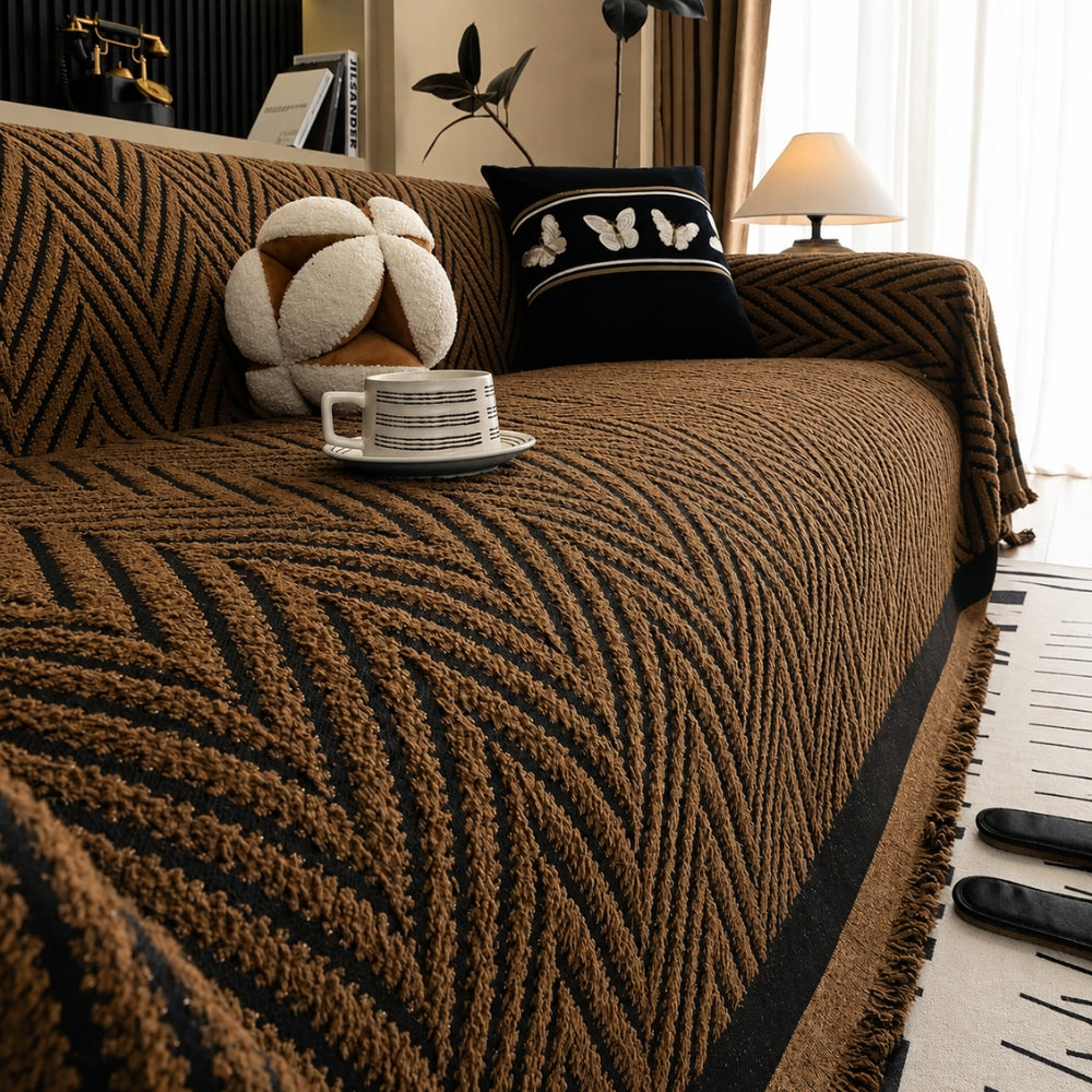 Chevron Herringbone Tassel Sofa Cover