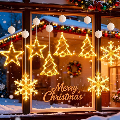 1pc and 3pcs optional LED Christmas lights with star, snowflake, and Christmas tree designs