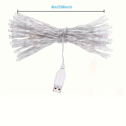 1pc Curtain Light, USB Waterproof Waterfall Fairy Tale Light String
