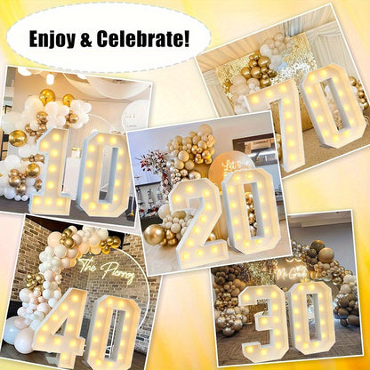 Bright White 28.7 INCH - 73 CM Light-Up Digits 0-9 for Event Background Create Lasting Memories! Glowing Numbers - Easy for party Decoration for Birthdays, Anniversaries 2026