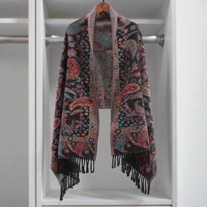 Paisley Elegance Winter Poncho Shawl