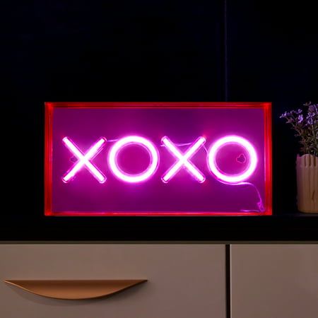 XOXO Neon Sign Light – Pink LED Neon Light for Bedroom, Desk & Romantic Room Decor
