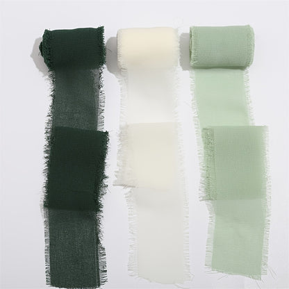 3 Roll Handmade Fringe Chiffon Ribbon Colorful Ribbon Wedding Invitations, Bridal Bouquets