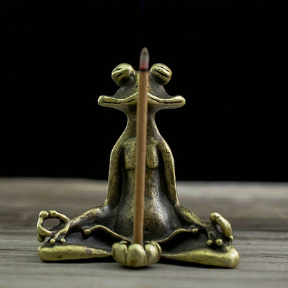 Elegant Metal Frog Incense Holder - Meditation & Yoga Decor, Ideal for Desk