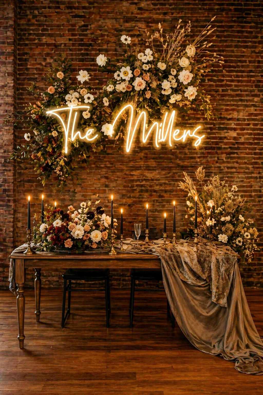 Custom Wedding Neon Sign – “The Millers” Name Sign for Reception Backdrop Decor