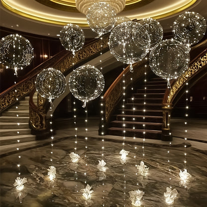 A Set of 9 LED String Lights with Glowing Transparent Bubble Balloons