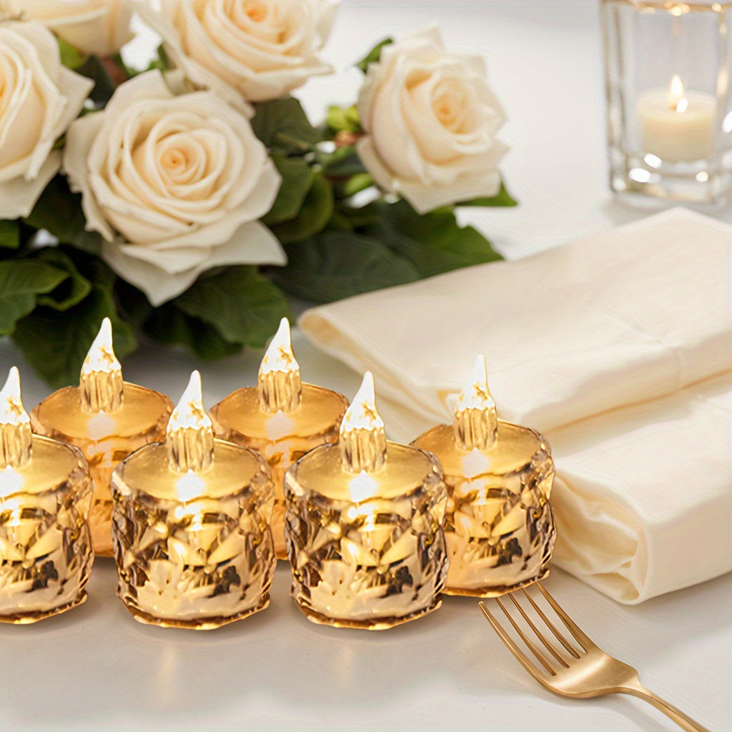 24 crystal patterned flameless candle lights, LED electronic simulation flameless candle lights