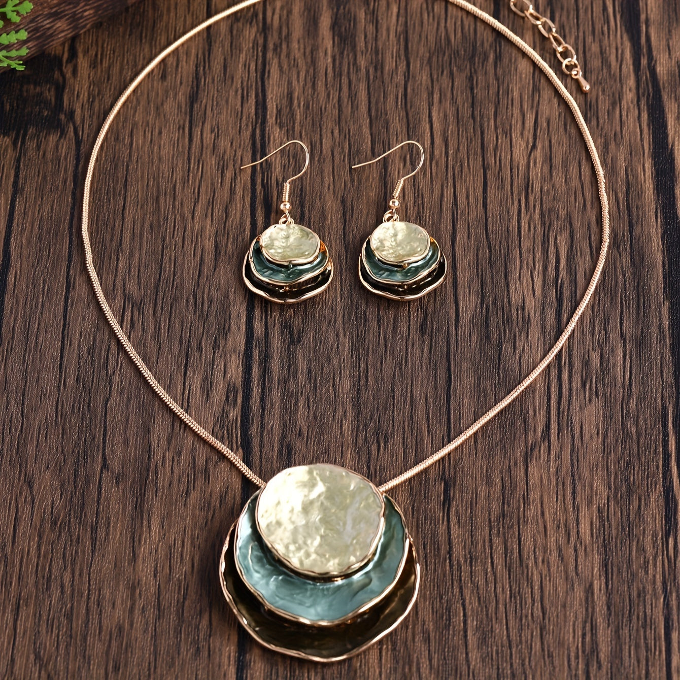 3-Layer Round Zinc Alloy Enamel Jewelry Set - Elegant Women'S Gift