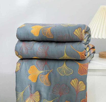 Ginkgo Leaf Cotton Throw Blanket
