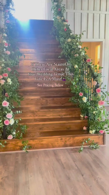 6 Ft 5pcs Artificial Rose Vine Decorations Hanging Eucalyptus Garland with Champagne Rose for Wedding Arch