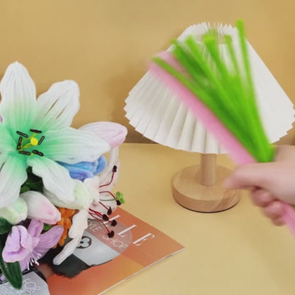 236pcs Fabric and Plastic Tulip Bouquet Craft Kit - DIY Pipe Cleaner Flower Making Supplies