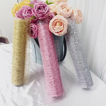 Ideal for Wedding Decorations, This Roll of Sparkling Rose Golden Tulle Measures 354 Inches Long