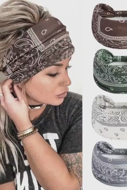 Boho Headbands Leopard Hair Bands Knoted Turban Headband Stretch Twist Head Wraps Stripe Cloth Head Bands for Women and Girls 3 Pcs