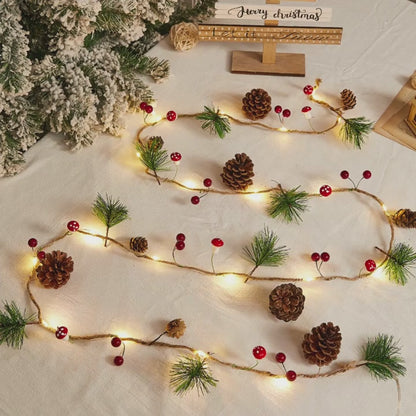 1pc, Christmas Decorative Light String, Green Leaf Pine Needles (Plastic Pine Cones)