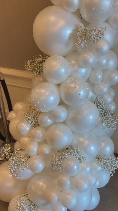 124Pcs White Gold Latex Balloon Arch Garland for Baby Shower Wedding Birthday