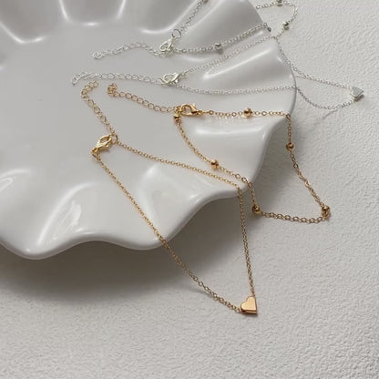 Trendy Minimalist Delicate Chain Bead Heart-shaped Beach Anklet
