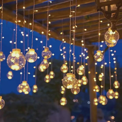 A 3.1-meter Festive String Light with 108 LED Bulbs - 12 Transparent Spherical Lights, Battery-powered, No Plug Required