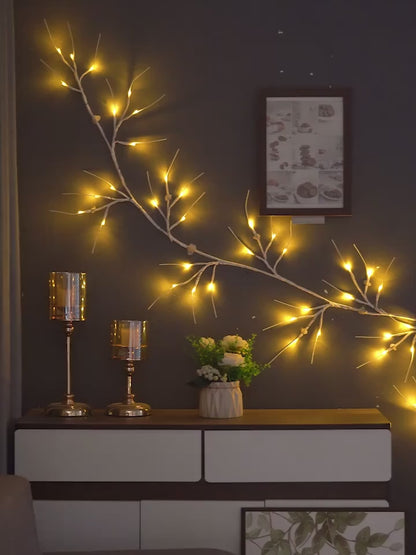 6ft Pre-Lit Birch Garland with 48 LEDs - Battery Operated, Smart remote & Timer Control