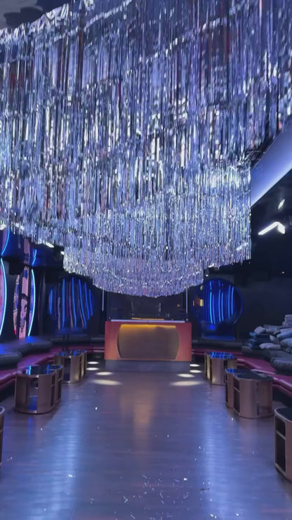 2pcs 3.2 ft x 9.8 ft Metallic Tinsel Foil Fringe Curtains for Party Photo Backdrop Wedding Decor