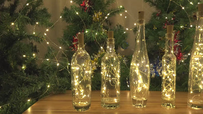 Wine Bottle Lights with Cork, Twinkle Lights 12 Pack 20 LED Waterproof Battery Operated Cork Lights DIY Party Bar Christmas Holiday Wedding Décor