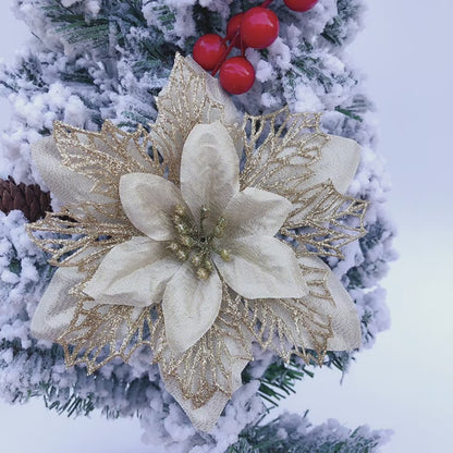 A Set Of 10 Pieces Of 15cm Multi-colored Christmas Flowers With Three Layers