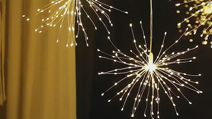 8pcs Of Solar Outdoor Fireworks Lights, 480LED Solar Starburst Ball Lights with Remote