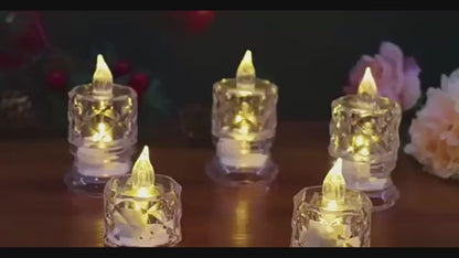 24 crystal patterned flameless candle lights, LED electronic simulation flameless candle lights