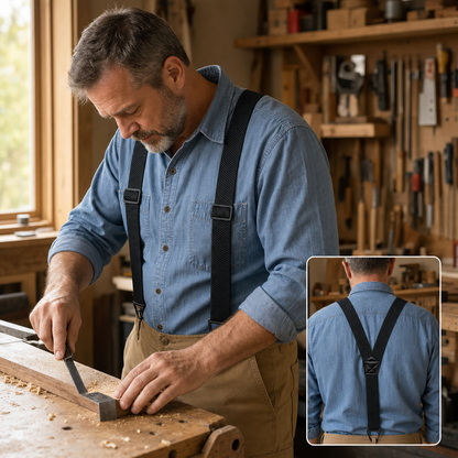 IronMark™ – Heavy-Duty Belt-Loop Suspenders with Carabiner Hook Clips
