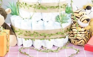 196 Ft Green Leaf Ribbon Jute Burlap Twine Vine with Artificial Leaves for Safari Decor Baby Shower Jungle Decor and DIY Wreath Wraping Craft - Lasercutwraps Shop