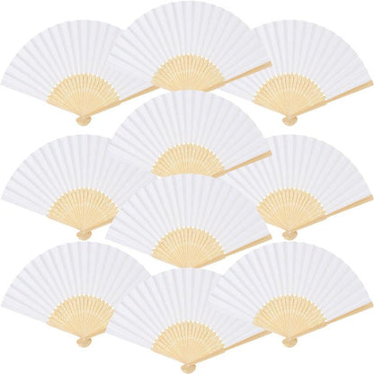 White Foldable Paper Fan Portable Chinese Bamboo Fan Wedding Favors For Guest Birthday Party Decoration Summer Weddings - Lasercutwraps Shop
