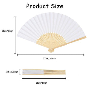 White Foldable Paper Fan Portable Chinese Bamboo Fan Wedding Favors For Guest Birthday Party Decoration Summer Weddings - Lasercutwraps Shop
