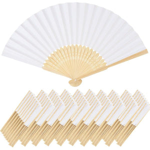 White Foldable Paper Fan Portable Chinese Bamboo Fan Wedding Favors For Guest Birthday Party Decoration Summer Weddings - Lasercutwraps Shop