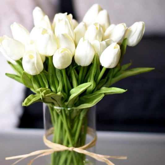 10PCS Tulip Artificial Flower Real Touch Artificial Bouquet Fake Flower for Wedding Decorations - Lasercutwraps Shop