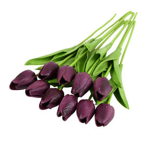 10PCS Tulip Artificial Flower Real Touch Artificial Bouquet Fake Flower for Wedding Decorations - Lasercutwraps Shop
