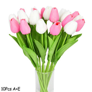 10PCS Tulip Artificial Flower Real Touch Artificial Bouquet Fake Flower for Wedding Decorations - Lasercutwraps Shop