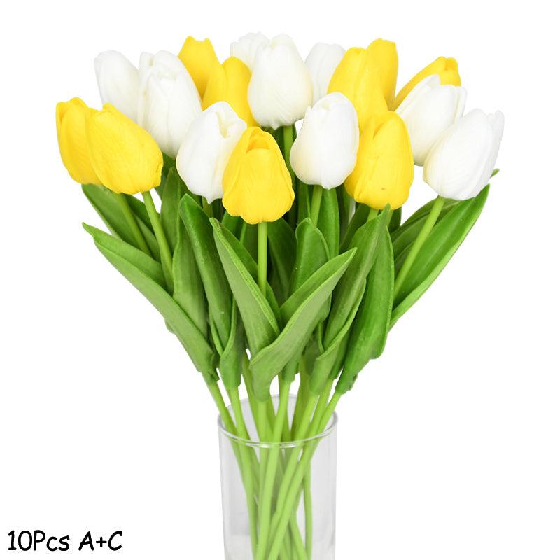 10PCS Tulip Artificial Flower Real Touch Artificial Bouquet Fake Flower for Wedding Decorations - Lasercutwraps Shop