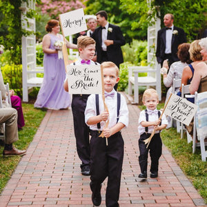 Wedding Sign Here Comes The Bride Sign Ring Bearer Sign Ring Bearer Gift Flag Flower Girl Sign Banner Wedding Signage for Kids - Lasercutwraps Shop