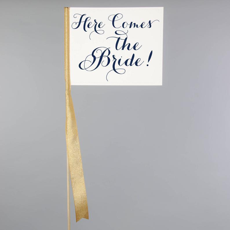 Wedding Sign Here Comes The Bride Sign Ring Bearer Sign Ring Bearer Gift Flag Flower Girl Sign Banner Wedding Signage for Kids - Lasercutwraps Shop