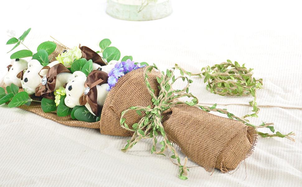 196 Ft Green Leaf Ribbon Jute Burlap Twine Vine with Artificial Leaves for Safari Decor Baby Shower Jungle Decor and DIY Wreath Wraping Craft - Lasercutwraps Shop