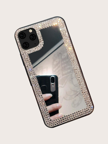 Rhinestone Decor Mirror Case Compatible With iPhone - Lasercutwraps Shop