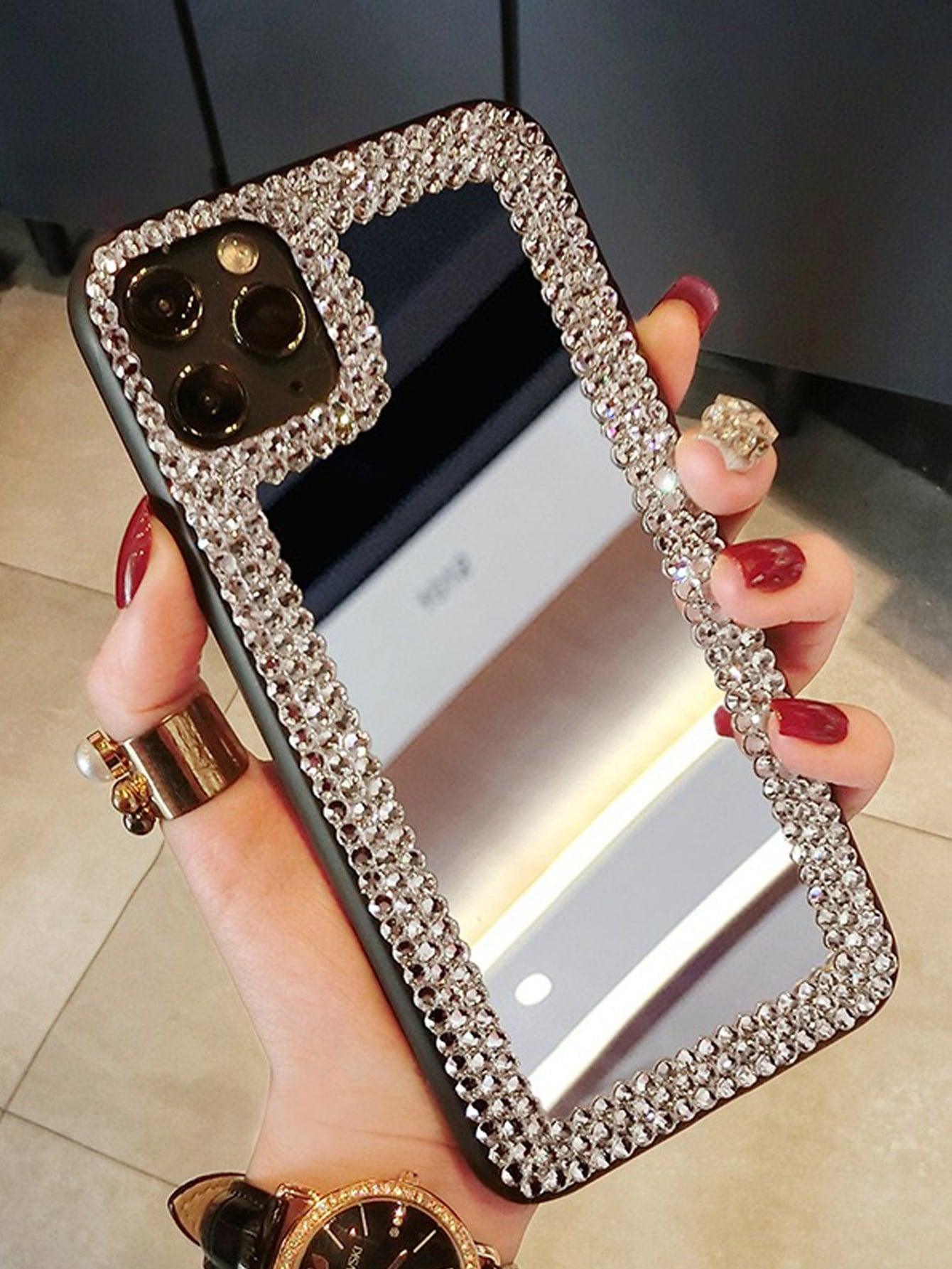 Rhinestone Decor Mirror Case Compatible With iPhone - Lasercutwraps Shop