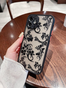 Contrast Frame Flower & Butterfly Print Phone Case - Lasercutwraps Shop