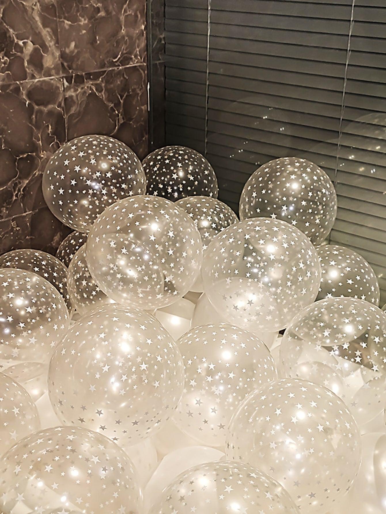 30pcs 12inch Latex Star Print Balloon, Ins Clear Party Celebration Decoration Balloon - Lasercutwraps Shop