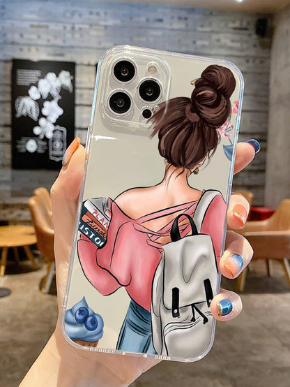 Girl Painted Clear Phone Case - Lasercutwraps Shop