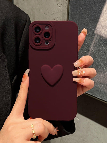 Burgundy Heart Decor Phone Case - Lasercutwraps Shop