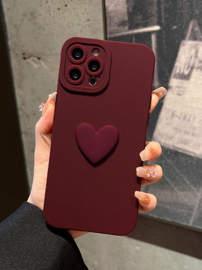 Burgundy Heart Decor Phone Case - Lasercutwraps Shop