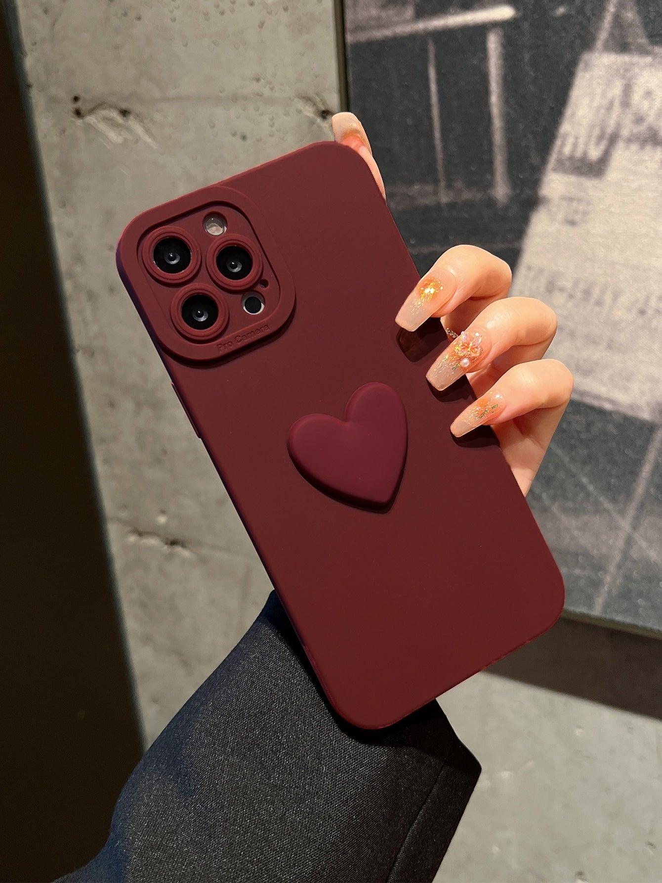 Burgundy Heart Decor Phone Case - Lasercutwraps Shop
